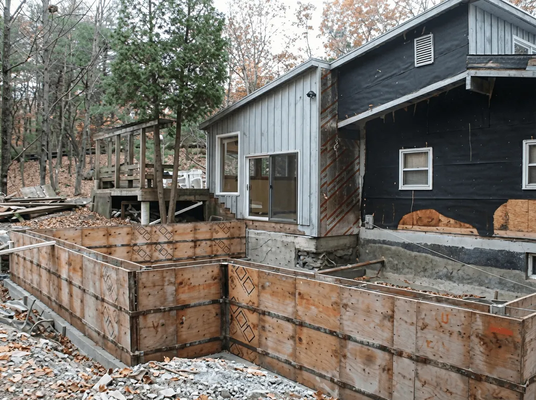 Prepared site with foundation forms for home remodeling and addition project in Irvine, CA
